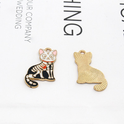 Amestecați 10 buc/pachet emailat balenă schelet pisică liliac iepure aliaj farmec pandantive de Halloween pentru cercei brățară bijuterii DIY face C434