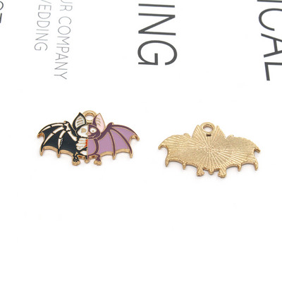 Amestecați 10 buc/pachet emailat balenă schelet pisică liliac iepure aliaj farmec pandantive de Halloween pentru cercei brățară bijuterii DIY face C434