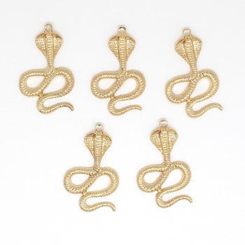 5 τμχ Σκουλαρίκι φιδιού Punk Golden Cobra Metal Charms 3D Animal Big Snakes Κολιέ μενταγιόν Making DIY Jewelry Findings