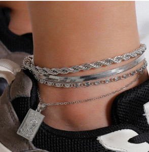 1 PC Vintage sluoksniuotos metalinės kulkšnies paplūdimio papuošalų pėdų apyrankės moterims Boho Bells Kutas Statement Anklet Vasaros vakarėlio dovana