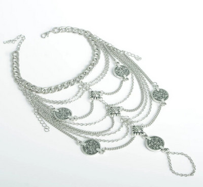 1 PC Vintage sluoksniuotos metalinės kulkšnies paplūdimio papuošalų pėdų apyrankės moterims Boho Bells Kutas Statement Anklet Vasaros vakarėlio dovana