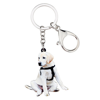 Bonsny Akrilo Labradoro šunų raktų pakabukas Raktų pakabukas Žiedai Madingi Gyvūnų Papuošalai Moterims Merginoms Naminių gyvūnėlių mylėtojams Krepšys Automobilinis pakabukas Charm Naujas