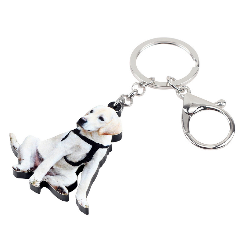 Bonsny Akrilo Labradoro šunų raktų pakabukas Raktų pakabukas Žiedai Madingi Gyvūnų Papuošalai Moterims Merginoms Naminių gyvūnėlių mylėtojams Krepšys Automobilinis pakabukas Charm Naujas