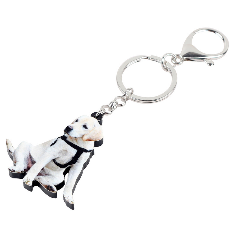Bonsny Akrilo Labradoro šunų raktų pakabukas Raktų pakabukas Žiedai Madingi Gyvūnų Papuošalai Moterims Merginoms Naminių gyvūnėlių mylėtojams Krepšys Automobilinis pakabukas Charm Naujas