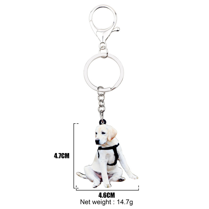 Bonsny Akrilo Labradoro šunų raktų pakabukas Raktų pakabukas Žiedai Madingi Gyvūnų Papuošalai Moterims Merginoms Naminių gyvūnėlių mylėtojams Krepšys Automobilinis pakabukas Charm Naujas