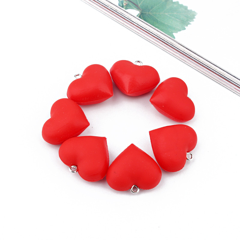10 vnt raudonos silikoninės širdelės meilės auskarų pakabukai raktų pakabuko dekoro papuošalų radiniai Apyrankės karoliai pakabukas mažas pasidaryk pats aksesuaras