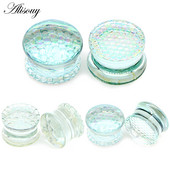 Alisouy 2PC Fashion skaidrūs apvalūs stikliniai ausų kištukai tuneliniai strypai plečiantys unisex netikri auskarai dovanų vėrimas kūno papuošalai