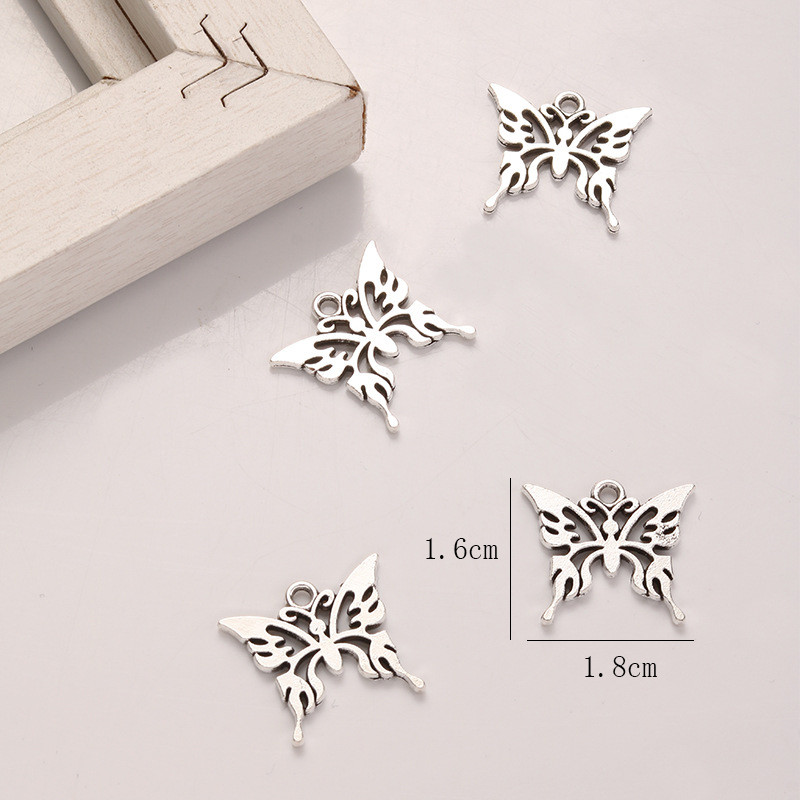 20 buc/pachet Breloc pentru cercei din aliaj de fluture gol, realizat manual, vintage, colier, brățară, breloc, pandantiv mic, bijuterii DIY