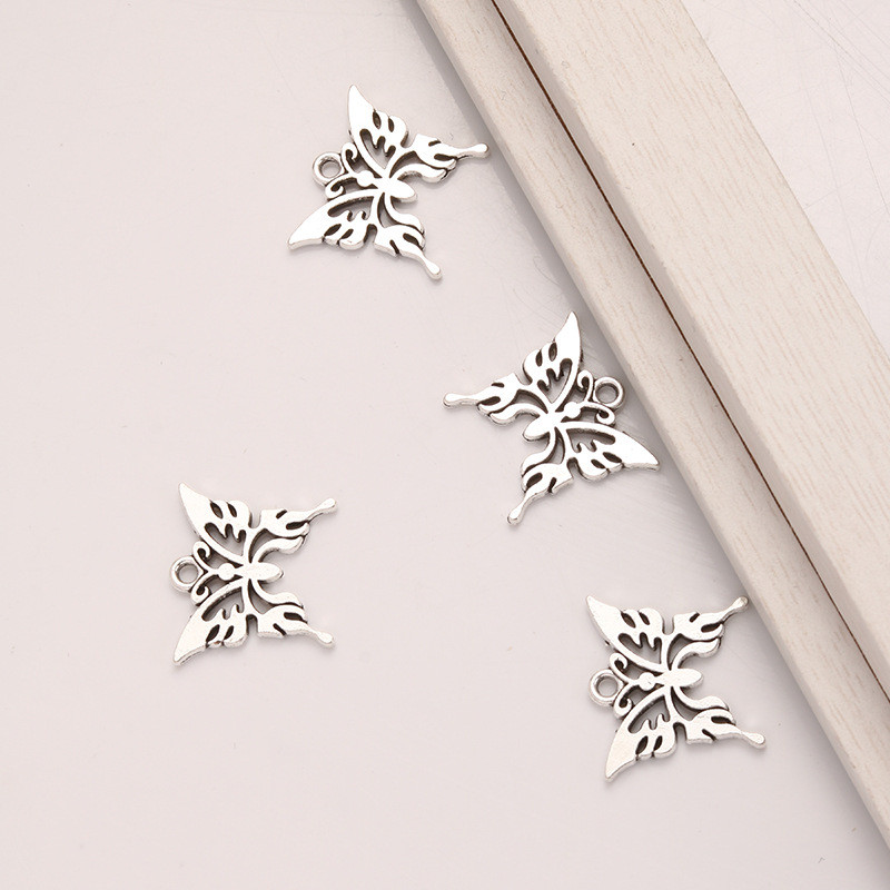 20 buc/pachet Breloc pentru cercei din aliaj de fluture gol, realizat manual, vintage, colier, brățară, breloc, pandantiv mic, bijuterii DIY