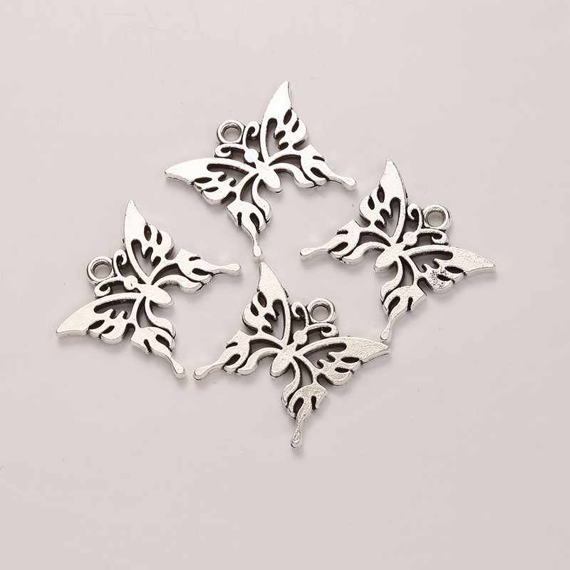 20 buc/pachet Breloc pentru cercei din aliaj de fluture gol, realizat manual, vintage, colier, brățară, breloc, pandantiv mic, bijuterii DIY