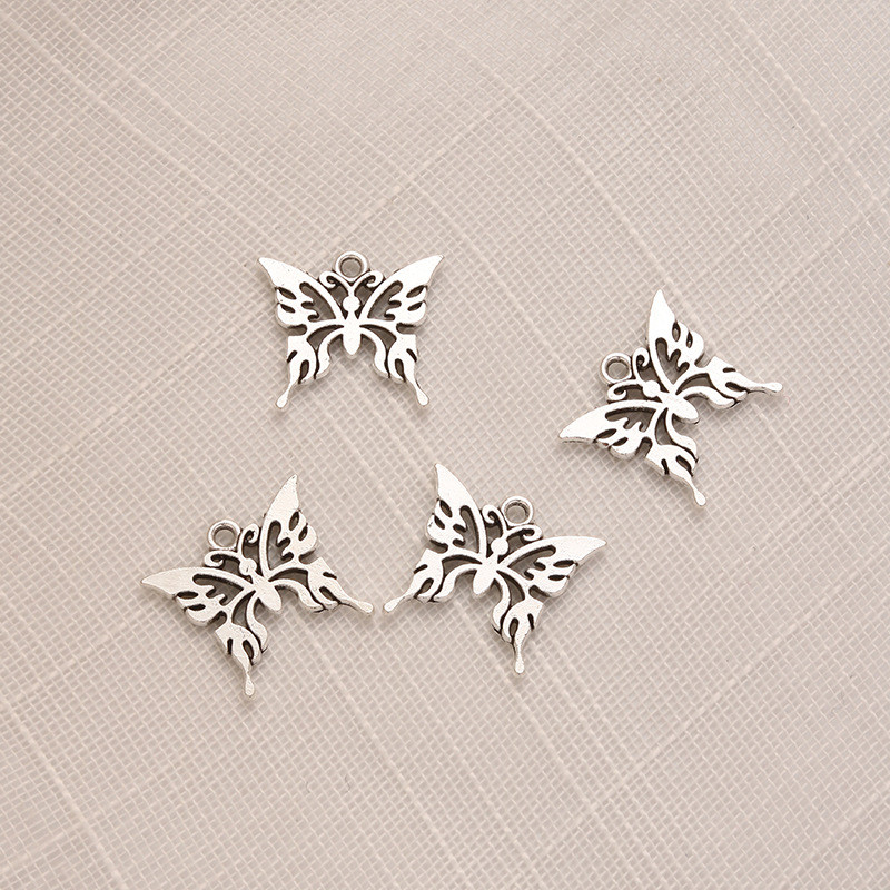 20 buc/pachet Breloc pentru cercei din aliaj de fluture gol, realizat manual, vintage, colier, brățară, breloc, pandantiv mic, bijuterii DIY