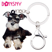 Bonsny Acrilic Anime Schnauzer Câine Breloc Breloc Suport Inele Noutate Bijuterii Animale Pentru Femei Fete Iubitorii de animale de companie farmec cadou