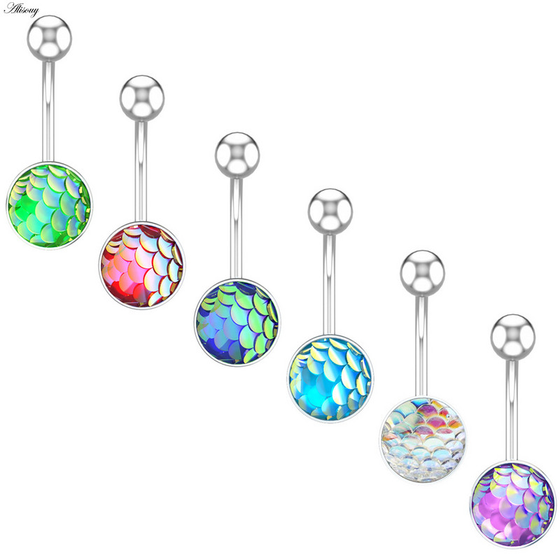 Alisouy 1vnt Plieniniai svarstyklės Pilvo auskarai Apvalus kūno žiedas Kūno papuošalai Bambos Auskarų vėrimas Seksualus auskarų vėrimas Ausų vėrimas Bambos Auskaras