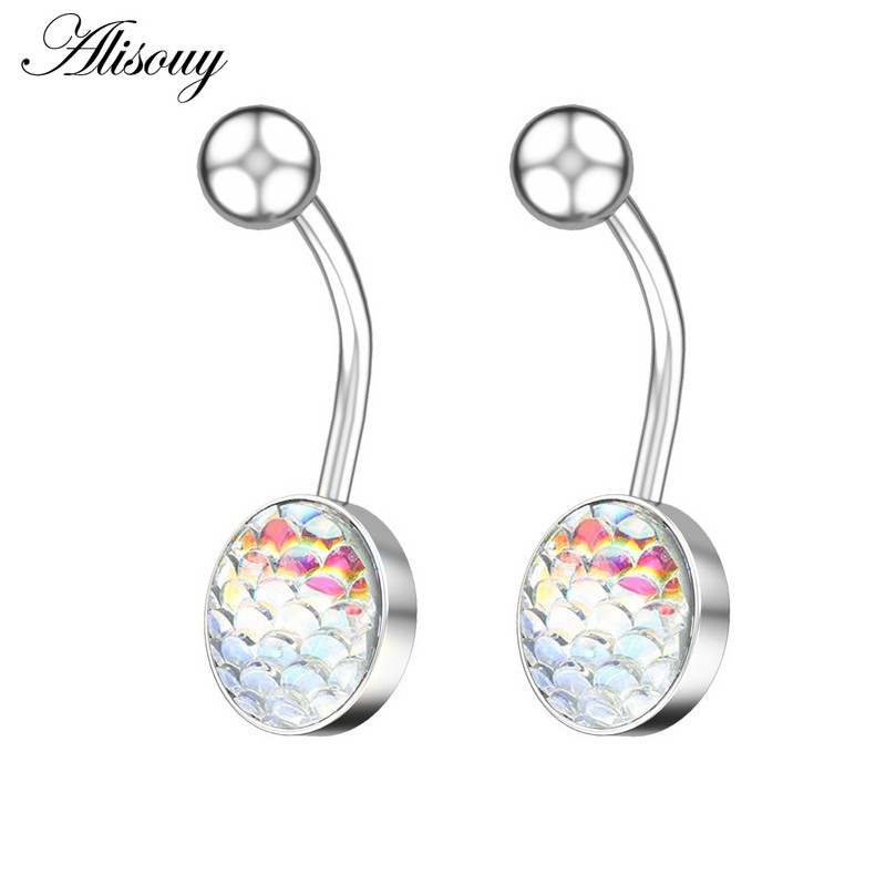 Alisouy 1vnt Plieniniai svarstyklės Pilvo auskarai Apvalus kūno žiedas Kūno papuošalai Bambos Auskarų vėrimas Seksualus auskarų vėrimas Ausų vėrimas Bambos Auskaras