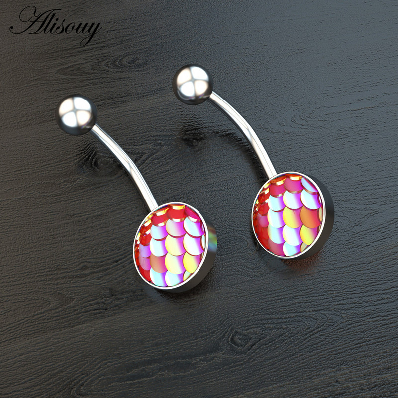 Alisouy 1vnt Plieniniai svarstyklės Pilvo auskarai Apvalus kūno žiedas Kūno papuošalai Bambos Auskarų vėrimas Seksualus auskarų vėrimas Ausų vėrimas Bambos Auskaras