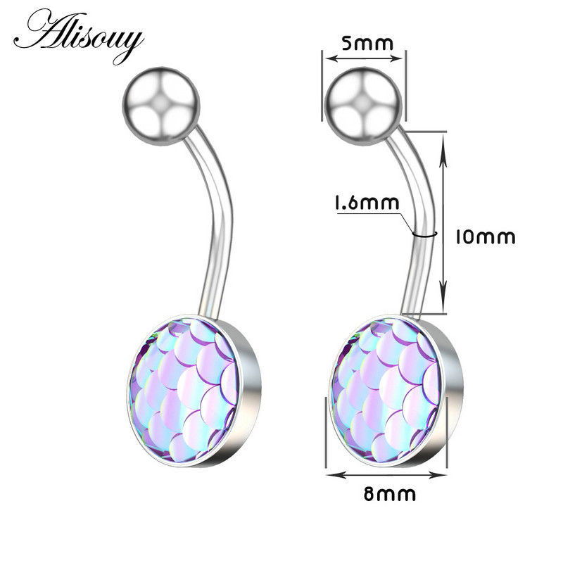 Alisouy 1vnt Plieniniai svarstyklės Pilvo auskarai Apvalus kūno žiedas Kūno papuošalai Bambos Auskarų vėrimas Seksualus auskarų vėrimas Ausų vėrimas Bambos Auskaras