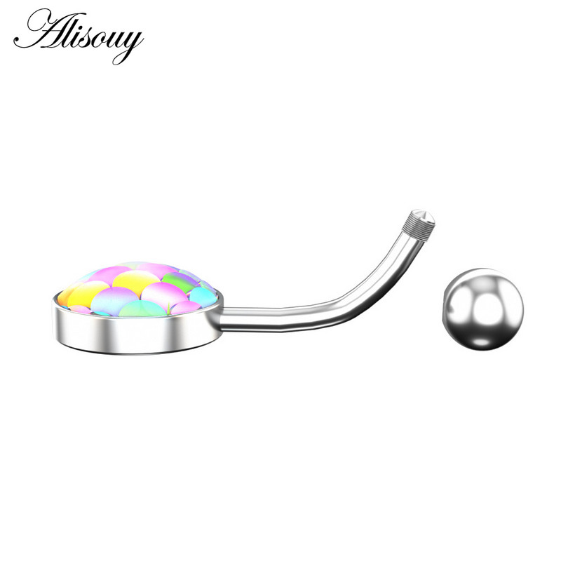 Alisouy 1vnt Plieniniai svarstyklės Pilvo auskarai Apvalus kūno žiedas Kūno papuošalai Bambos Auskarų vėrimas Seksualus auskarų vėrimas Ausų vėrimas Bambos Auskaras