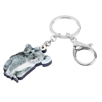 Newei Acrylic Grey Australian Koala Keychains Long Cute Animal Keychain Jewelry for Women Παιδικά κορίτσια Μοντέρνα κοσμήματα τσάντα δώρου