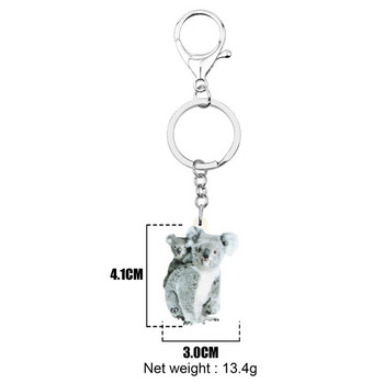 Newei Acrylic Grey Australian Koala Keychains Long Cute Animal Keychain Jewelry for Women Παιδικά κορίτσια Μοντέρνα κοσμήματα τσάντα δώρου