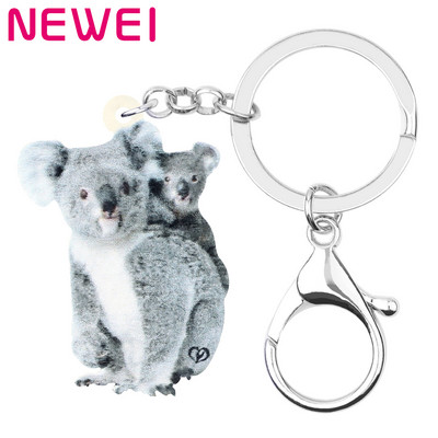 Newei akrila pelēks Austrālijas koalas atslēgu piekariņi, gari, jauki dzīvnieku atslēgu piekariņi, rotaslietas sievietēm bērniem, meitenēm, modernas dāvanu maisiņu rotaslietas