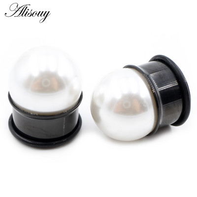 Alisouy 2vnt 6-16mm nerūdijančio plieno perlų platėjantys ausų tuneliai kištukai plėstuvai neštuvai matuokliai Auskarai auskarų vėrimas kūno papuošalai