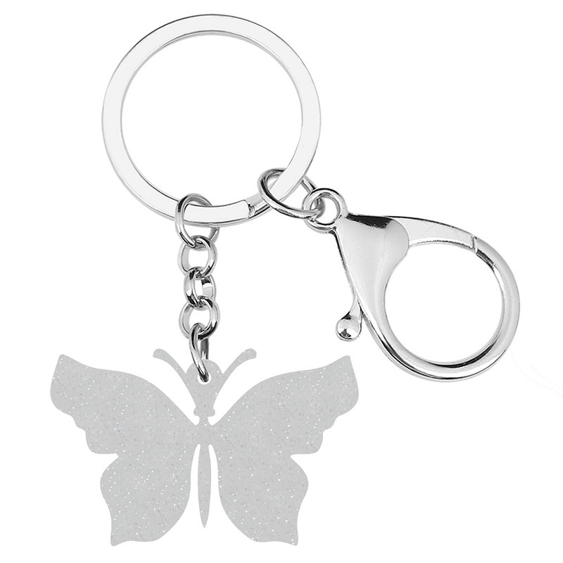 NEWEI Brelocuri cu fluture mov drăguț din acrilic, lanț de chei pentru mașină, cadouri, insecte, bijuterii de modă pentru femei, fete, accesorii de farmec