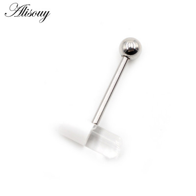 Alisouy 1 buc. Capsule acrilice, în două culori, inele pentru limbă cu bile de oțel, bare pentru bărbați, fete, 14G, mrene industriale, piercing, bijuterii