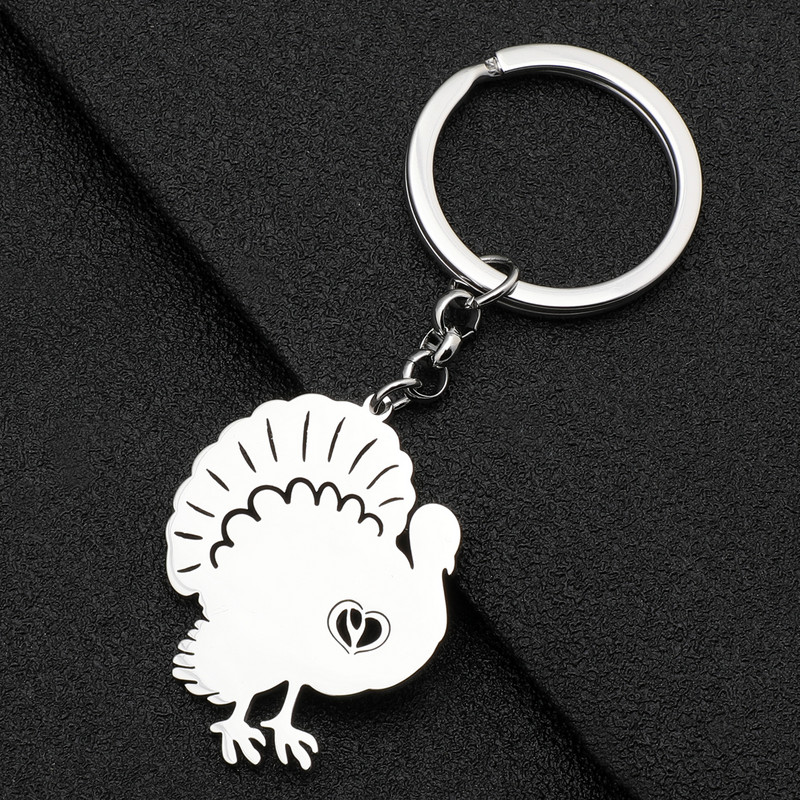 NEWEI Brelocuri de pui de curcan placate cu aur de Ziua Recunoștinței din oțel inoxidabil pandantiv Brelocuri cu lanț de metal Animale Bijuterii pentru femei