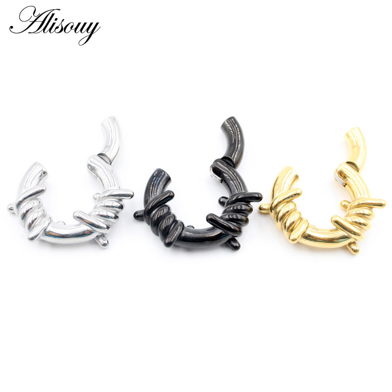 Alisouy 1PC Oțel inoxidabil Twist Cercei Urechi Greutăți Umeraș Heavy Expander Stretcher Plugs Manometre Cercei Body Piercing Bijuterii