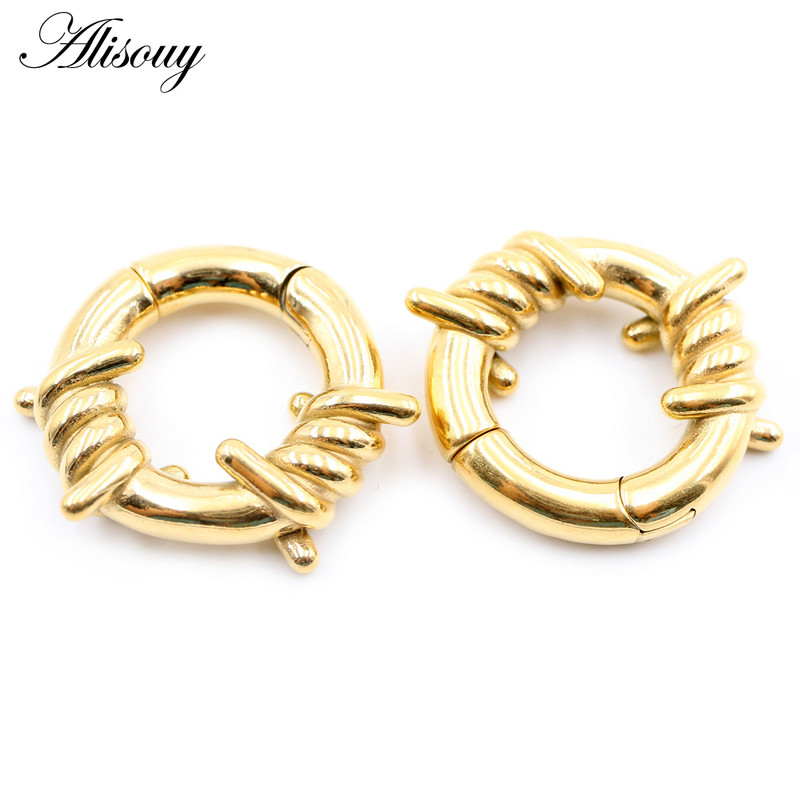 Alisouy 1PC Oțel inoxidabil Twist Cercei Urechi Greutăți Umeraș Heavy Expander Stretcher Plugs Manometre Cercei Body Piercing Bijuterii