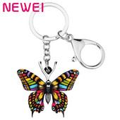 Brelocuri cu fluture acrilic cu flori Newei, breloc de chei cu animale mari, minunate de insecte, bijuterii pentru femei, copii, cadou, accesorii pentru posete