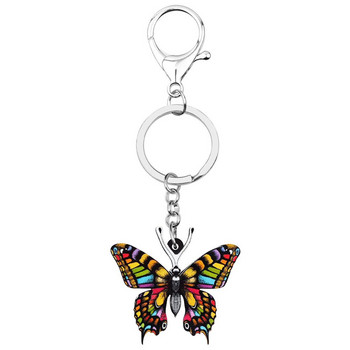 Newei Acrylic Floral Butterfly Keychains Big Lovely Insect Animal Key Ring κοσμήματα για γυναίκες Αξεσουάρ τσαντάκι δώρου για παιδιά