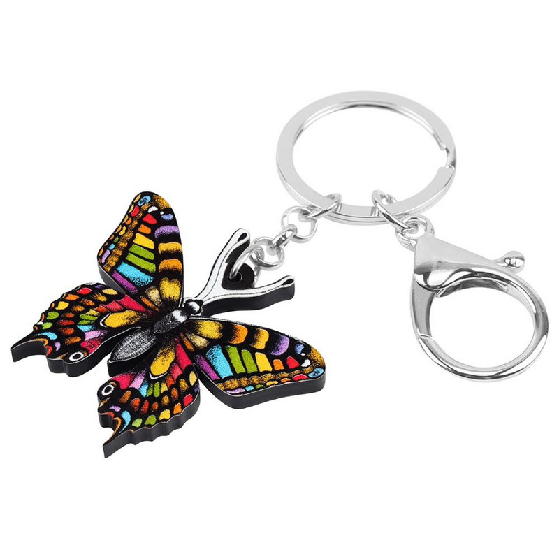 Brelocuri cu fluture acrilic cu flori Newei, breloc de chei cu animale mari, minunate de insecte, bijuterii pentru femei, copii, cadou, accesorii pentru posete