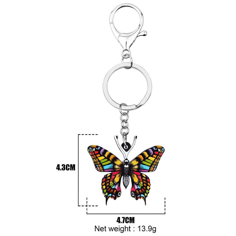 Brelocuri cu fluture acrilic cu flori Newei, breloc de chei cu animale mari, minunate de insecte, bijuterii pentru femei, copii, cadou, accesorii pentru posete