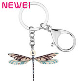 Newei Akril Lovely Dragonfly kulcstartók Kulcskarika Rovar Állat Kulcstartó Ékszer Női Gyerek Tini Divatos Ajándék autó Dekoráció