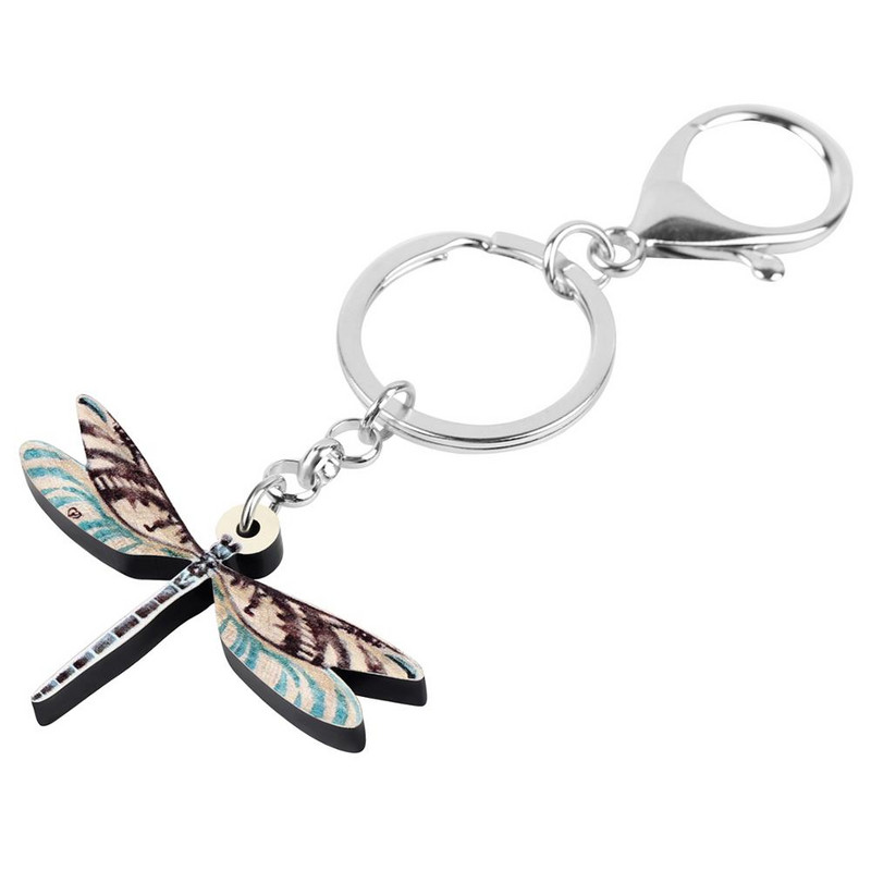 Newei Akril Lovely Dragonfly kulcstartók Kulcskarika Rovar Állat Kulcstartó Ékszer Női Gyerek Tini Divatos Ajándék autó Dekoráció