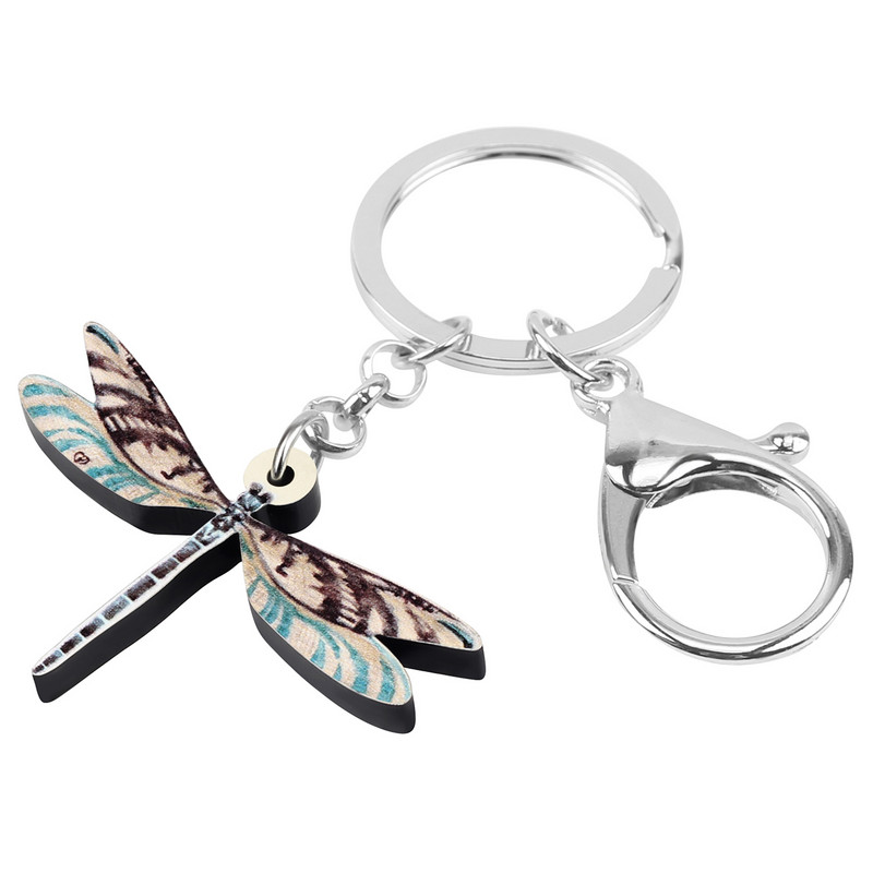 Newei Akril Lovely Dragonfly kulcstartók Kulcskarika Rovar Állat Kulcstartó Ékszer Női Gyerek Tini Divatos Ajándék autó Dekoráció