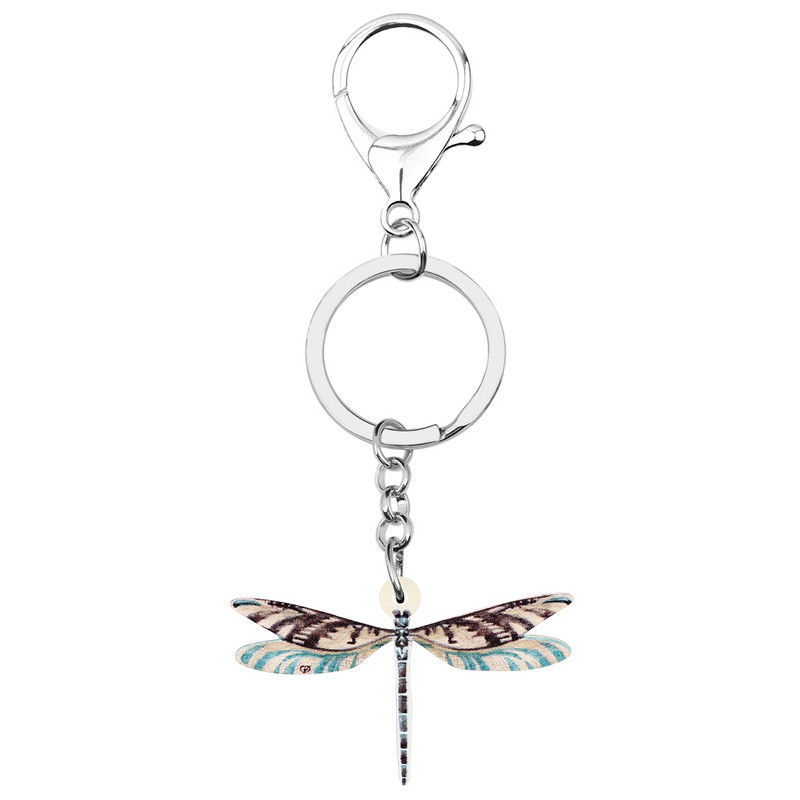 Newei Akril Lovely Dragonfly kulcstartók Kulcskarika Rovar Állat Kulcstartó Ékszer Női Gyerek Tini Divatos Ajándék autó Dekoráció