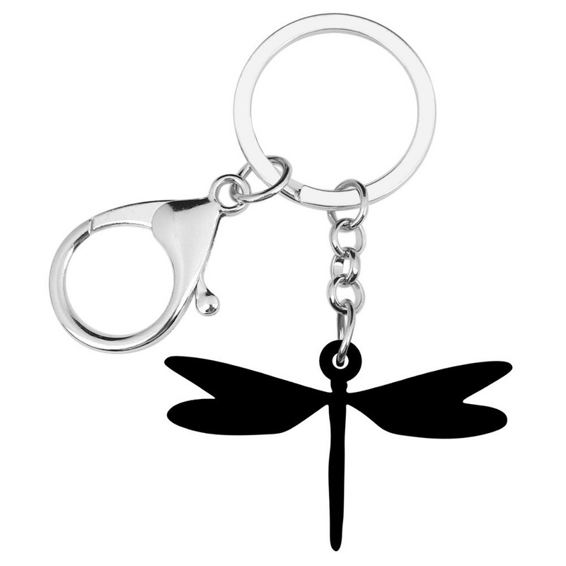 Newei Akril Lovely Dragonfly kulcstartók Kulcskarika Rovar Állat Kulcstartó Ékszer Női Gyerek Tini Divatos Ajándék autó Dekoráció