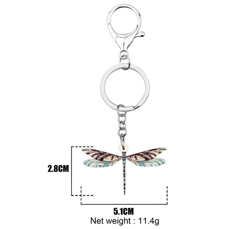 Newei Akril Lovely Dragonfly kulcstartók Kulcskarika Rovar Állat Kulcstartó Ékszer Női Gyerek Tini Divatos Ajándék autó Dekoráció