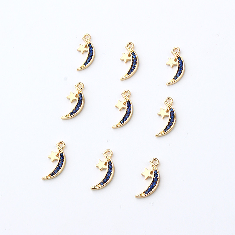 5db Divat strasszos Hold csillag fülbevaló bűbáj karkötő Make Findings DIY Bohemia Eardrop Félhold medál ékszer kiegészítők
