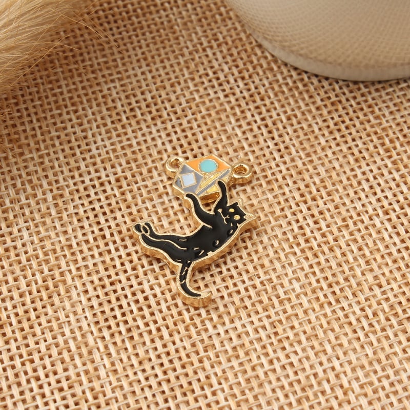 20 de bucăți noi pisici negre smălțuite din aliaj, potrivite pentru cercei, colier, brățară, breloc, pandantiv, accesorii lucrate manual, bijuterii.