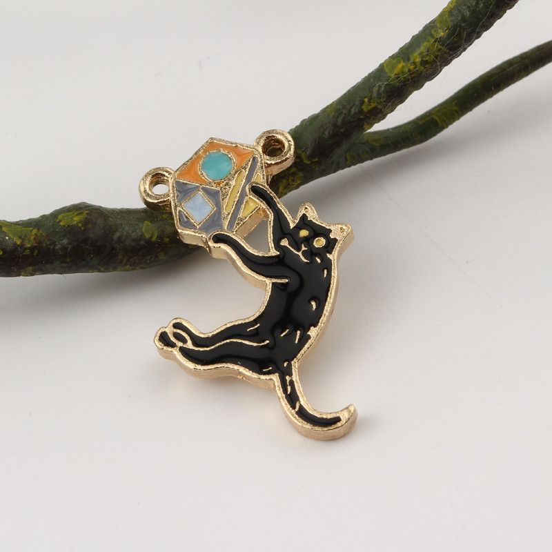 20 de bucăți noi pisici negre smălțuite din aliaj, potrivite pentru cercei, colier, brățară, breloc, pandantiv, accesorii lucrate manual, bijuterii.