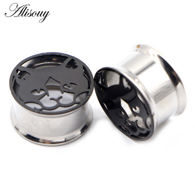 Alisouy 2 buc Cristal cu flori de perle din oțel inoxidabil pentru urechi, dopuri de expansiune pentru tunel, targă pentru cercei, piercing, bijuterii pentru corp