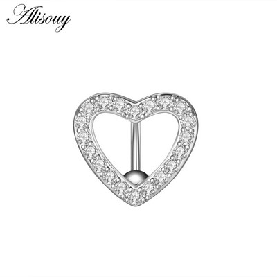 Alisouy 1 bucată din oțel inoxidabil fluture luna inimă aripă picătură de apă zircon sexy inel buric piercing femeie buton inel bijuterii