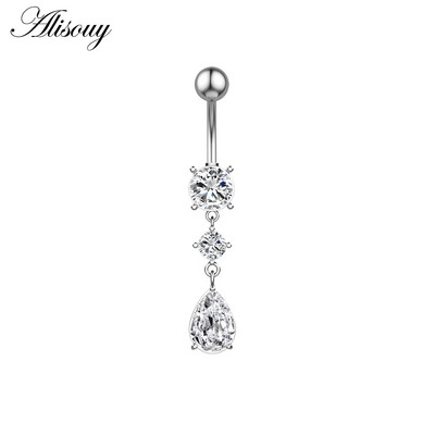 Alisouy 1 bucată din oțel inoxidabil fluture luna inimă aripă picătură de apă zircon sexy inel buric piercing femeie buton inel bijuterii