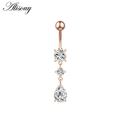 Alisouy 1 bucată din oțel inoxidabil fluture luna inimă aripă picătură de apă zircon sexy inel buric piercing femeie buton inel bijuterii