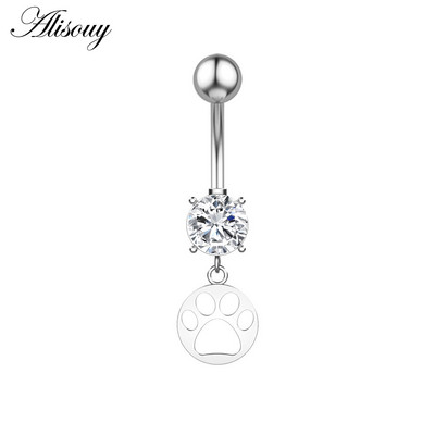 Alisouy 1 bucată din oțel inoxidabil fluture luna inimă aripă picătură de apă zircon sexy inel buric piercing femeie buton inel bijuterii
