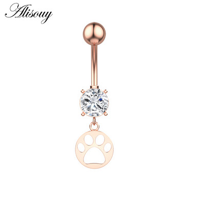 Alisouy 1 bucată din oțel inoxidabil fluture luna inimă aripă picătură de apă zircon sexy inel buric piercing femeie buton inel bijuterii