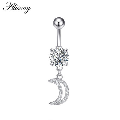 Alisouy 1 bucată din oțel inoxidabil fluture luna inimă aripă picătură de apă zircon sexy inel buric piercing femeie buton inel bijuterii